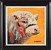 BULL ON ORANGE by Ronald Keefer at Ross's Online Art Auctions