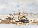 BEACHED FISHING BOAT by B.J. Russell at Ross's Online Art Auctions