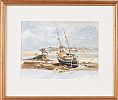 BEACHED FISHING BOAT by B.J. Russell at Ross's Online Art Auctions