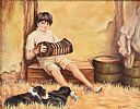 PLAYING THE CONCERTINA by Pat Montgomery at Ross's Online Art Auctions