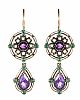 14CT GOLD AMETHYST, EMERALD & SEED PEARL EARRINGS at Ross's Online Art Auctions