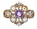 9CT GOLD AMETHYST, PEARL & DIAMOND RING at Ross's Online Art Auctions