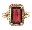 VICTORIAN 15CT GOLD GARNET & SEED PEARL RING at Ross's Online Art Auctions