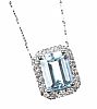 18CT WHITE GOLD AQUAMARINE & DIAMOND NECKLACE at Ross's Online Art Auctions