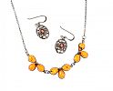 STERLING SILVER AMBER EARRING & NECKLACE SET at Ross's Online Art Auctions