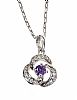 STERLING SILVER AMETHYST & CRYTAL PENDANT & CHAIN at Ross's Online Art Auctions