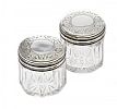 TWO SILVER TOPPED GLASS POTS at Ross's Online Art Auctions