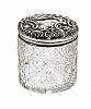 SILVER TOPPED CUT GLASS DRESSING TABLE JAR at Ross's Online Art Auctions