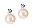 18CT WHITE GOLD FRESHWATER PEARL & DIAMOND EARRINGS at Ross's Online Art Auctions