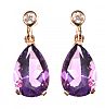 18CT ROSE GOLD AMETHYST & DIAMOND EARRINGS at Ross's Online Art Auctions