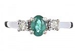 9CT WHITE GOLD EMERALD & DIAMOND RING at Ross's Online Art Auctions