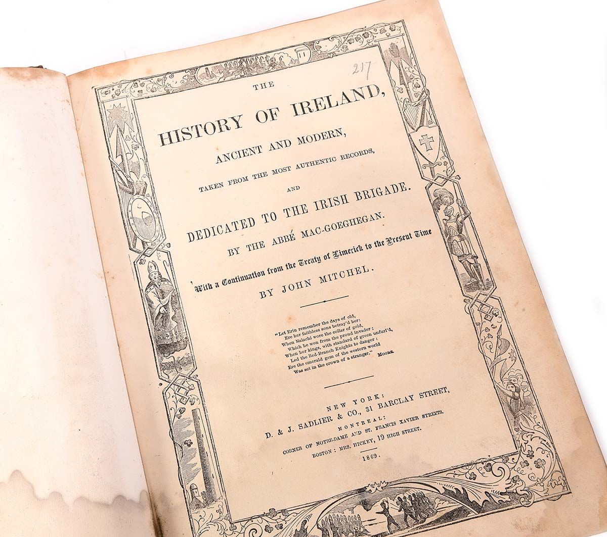 HISTORY OF IRELAND FROM TREATY OF LIMERICK JOHN MITCHEL 1868 at Ross's Online Art Auctions