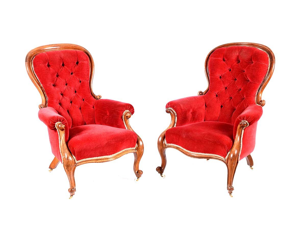 PAIR OF VICTORIAN RUTLAND ARMCHAIRS at Ross's Online Art Auctions