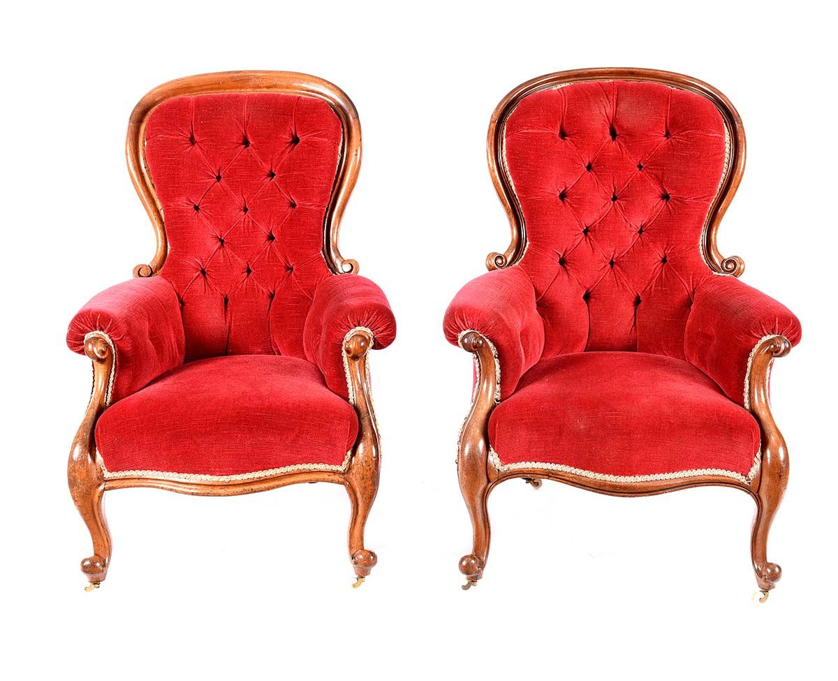 PAIR OF VICTORIAN RUTLAND ARMCHAIRS at Ross's Online Art Auctions