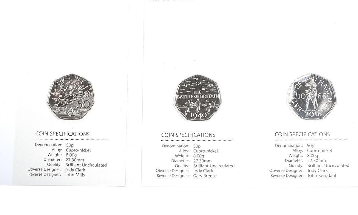 FIFTY PENCE FIVE COIN SET at Ross's Online Art Auctions
