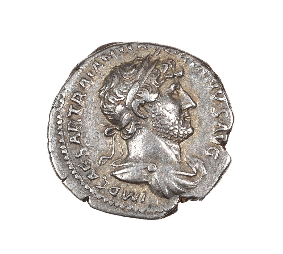 HADRIAN SILVER DENARIUS 125-128 A.D. at Ross's Online Art Auctions