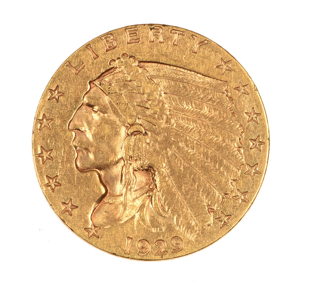 INDIAN HEAD U.S GOLD $2.5 EF at Ross's Online Art Auctions