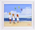 THREE GIRLS FLYING KITES by Michelle Carlin at Ross's Online Art Auctions