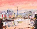 THE HALFPENNY BRIDGE BY SUNSET by Niall Campion at Ross's Online Art Auctions