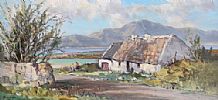 IRISH THATCHED COTTAGE, DONEGAL by Rowland Hill RUA at Ross's Online Art Auctions