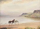 HORSES AT RED BAY, COUNTY ANTRIM by Charles McAuley at Ross's Online Art Auctions