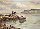 PULLING IN THE NETS AT REDBAY by Charles McAuley at Ross's Online Art Auctions