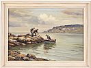 PULLING IN THE NETS AT REDBAY by Charles McAuley at Ross's Online Art Auctions