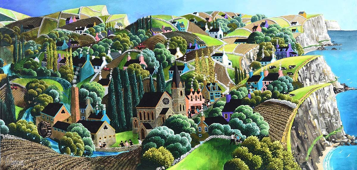 COASTAL TOWN by George Callaghan at Ross's Online Art Auctions