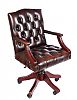 DEEP BUTTONED LEATHER DESK CHAIR at Ross's Online Art Auctions