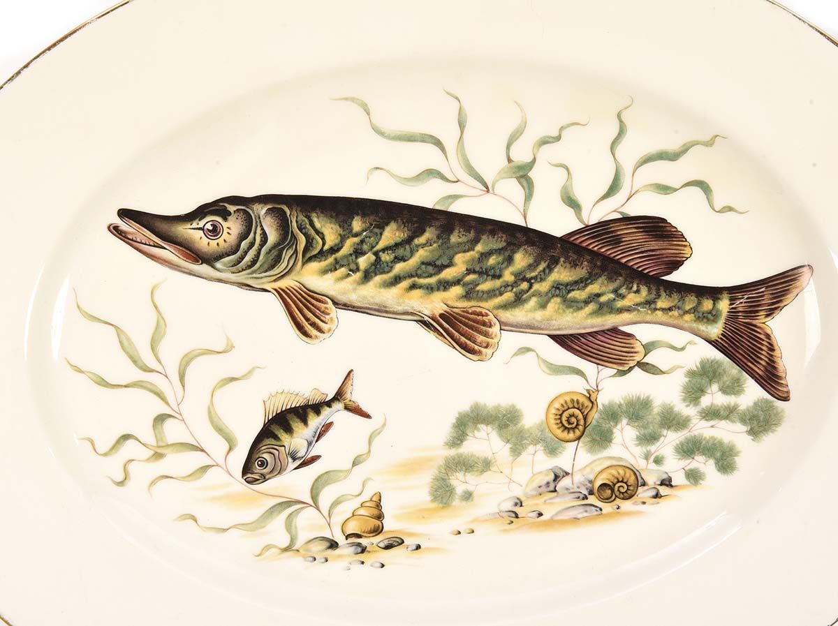 GERMAN PORCELAIN FISH PLATES & PLATTER at Ross's Online Art Auctions