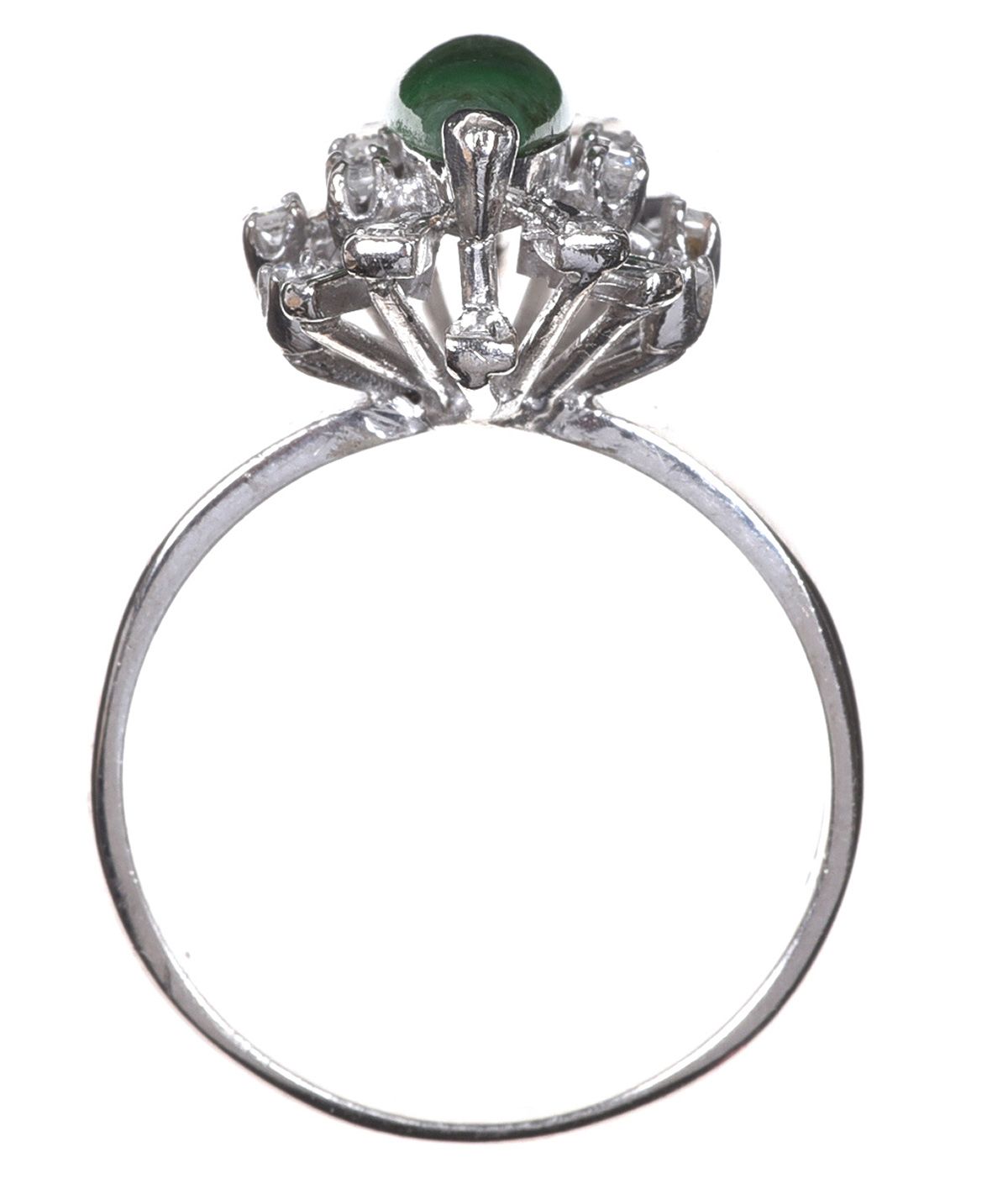 18CT WHITE GOLD JADE & DIAMOND RING at Ross's Online Art Auctions