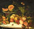 STILL LIFE, BUTTERFLY AND FRUIT by English School at Ross's Online Art Auctions