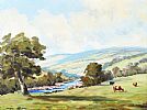 CATTLE GRAZING NEAR THE RIVER DUN by Nigel Allison at Ross's Online Art Auctions