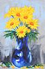 STILL LIFE FLOWERS IN A BLUE VASE by Ronald Keefer at Ross's Online Art Auctions