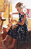 LITTLE GIRL KNITTING by Rowland Davidson at Ross's Online Art Auctions