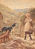 GIRL WITH TWO DOGS by Helena Maguire at Ross's Online Art Auctions