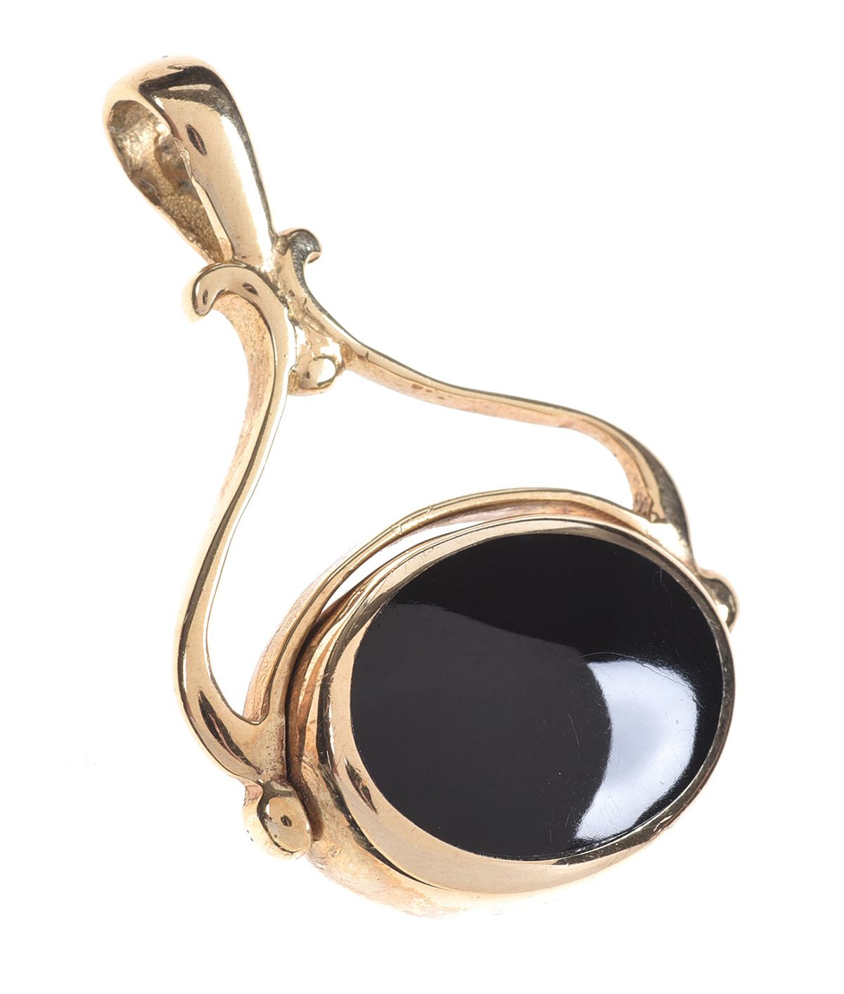9CT GOLD ONYX & BLUE AGATE FOB at Ross's Online Art Auctions