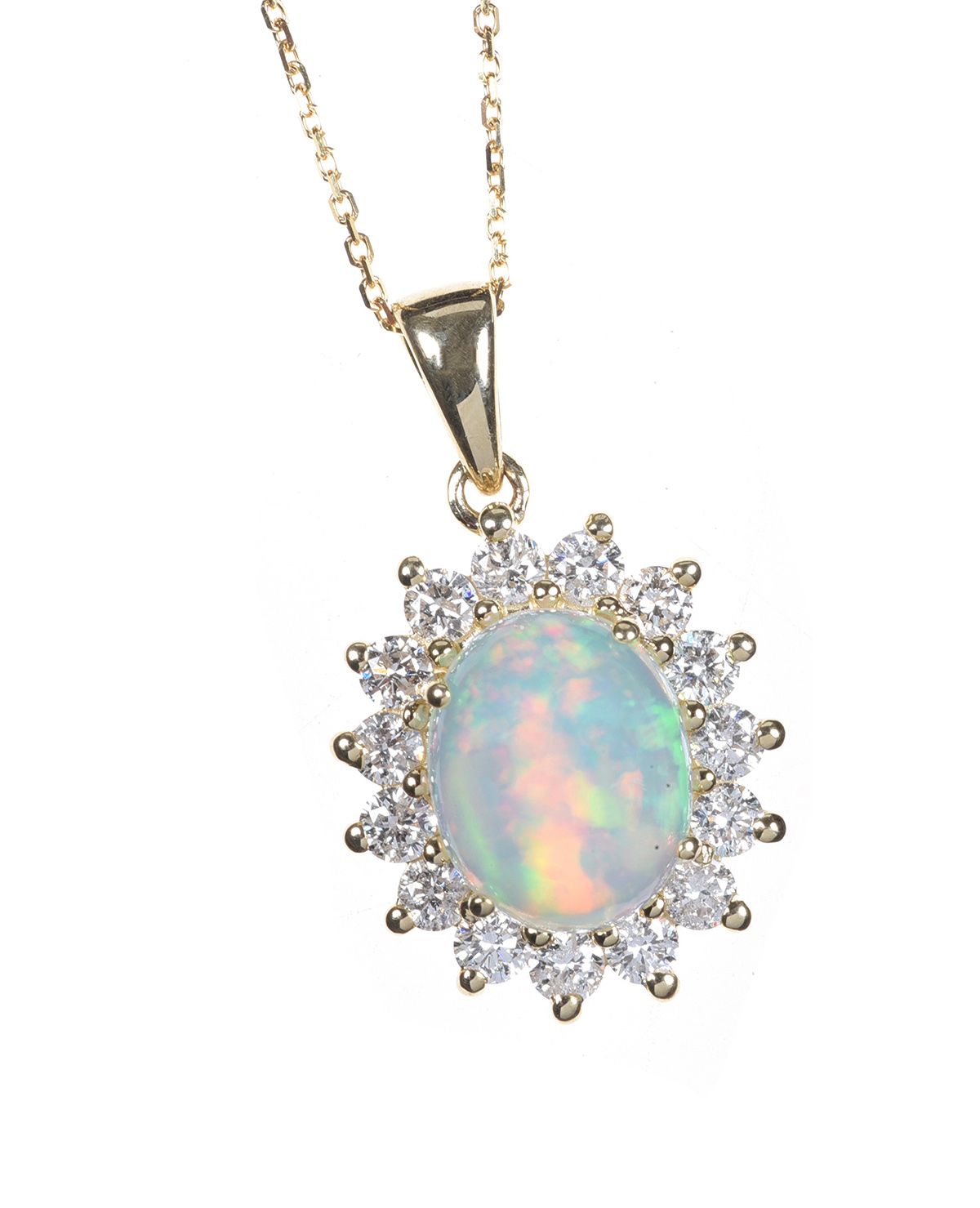 9CT GOLD OPAL & DIAMOND NECKLACE at Ross's Online Art Auctions