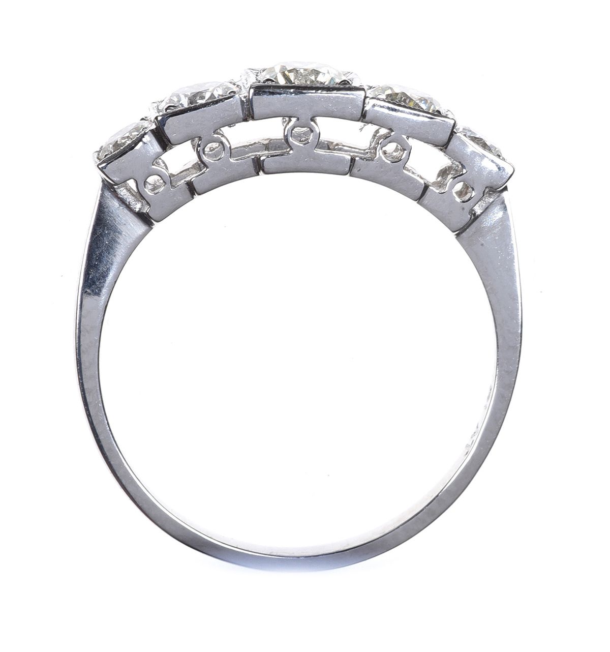 PLATINUM FIVE STONE DIAMOND RING at Ross's Online Art Auctions
