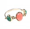 18CT GOLD CORAL & EMERALD RING at Ross's Online Art Auctions
