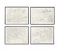 SET OF FOUR BLACK & WHITE FRAMED MAPS OF DUBLIN at Ross's Online Art Auctions