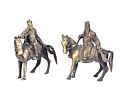 TWO CHINESE BRONZE WARRIORS ON HORSEBACK at Ross's Online Art Auctions