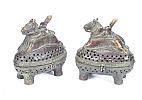 TWO BRONZE INCENSE BURNERS at Ross's Online Art Auctions