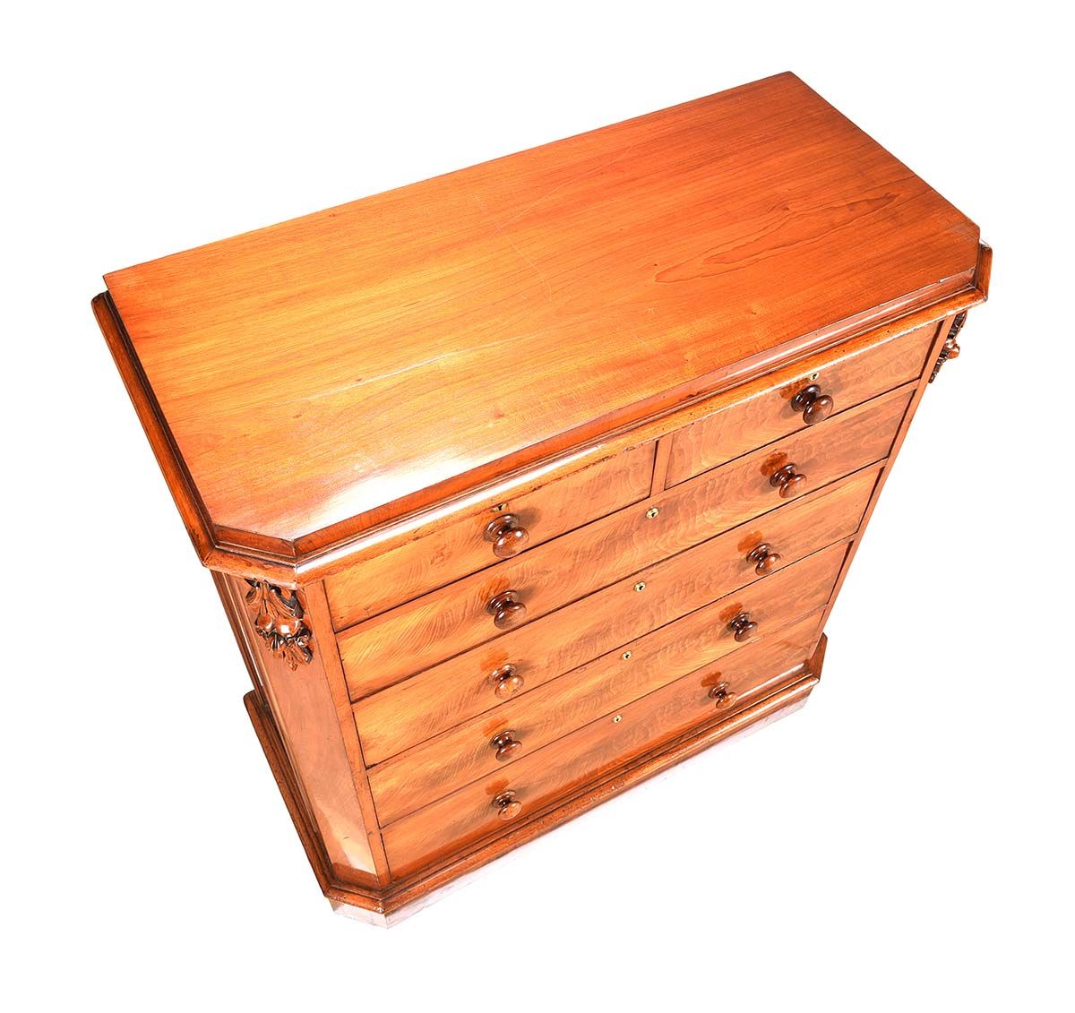 FINE WILLIAM IV FEATHERED MAHOGANY CHEST at Ross's Online Art Auctions