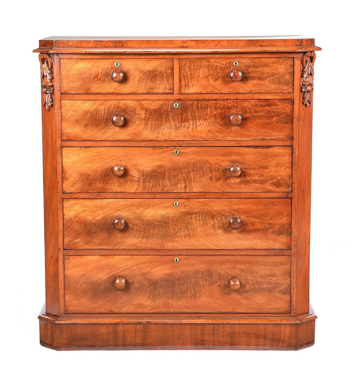 FINE WILLIAM IV FEATHERED MAHOGANY CHEST at Ross's Online Art Auctions