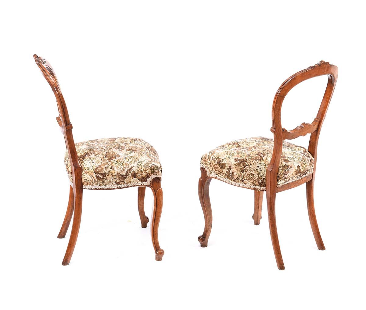PAIR OF WALNUT CABRIOLE LEG CHAIRS at Ross's Online Art Auctions