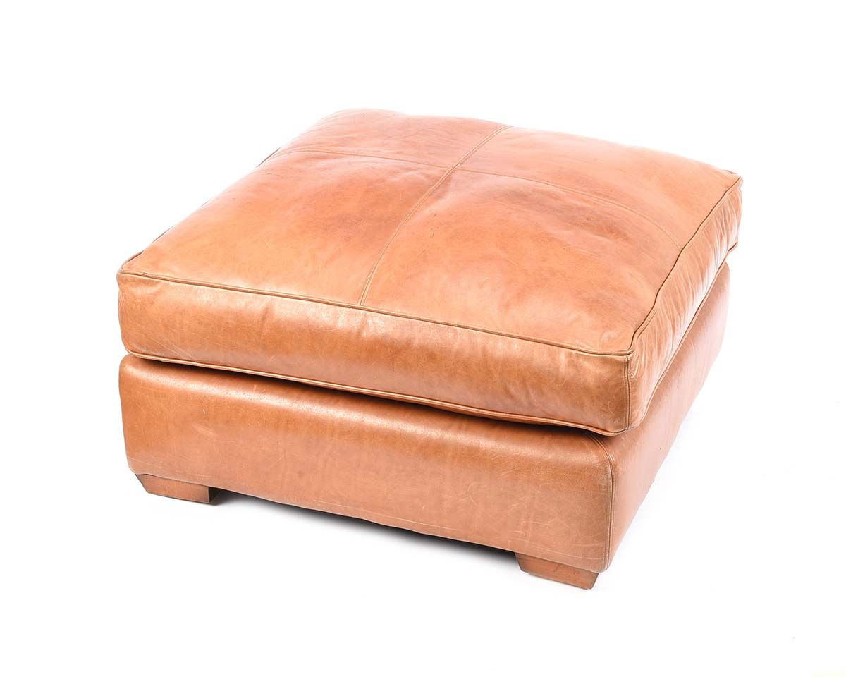 LARGE LEATHER STOOL at Ross's Online Art Auctions