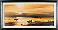 SUNSET ON STRANGFORD LOUGH by Frank Fitzsimons at Ross's Online Art Auctions