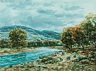 SHEEP GRAZING BY A RIVER by J. Hamilton Glass SSA at Ross's Online Art Auctions