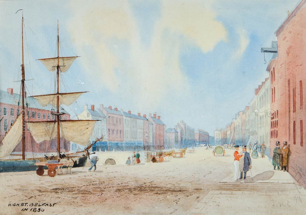 HIGH STREET BELFAST IN 1830 by Joseph William  Carey RUA at Ross's Online Art Auctions